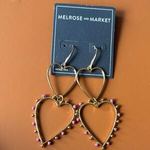 Melrose and Market Gold Heart Earrings with Pink Accents